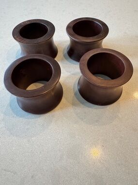 Pier 1 Brown Wooden Napkin Rings Set of 4